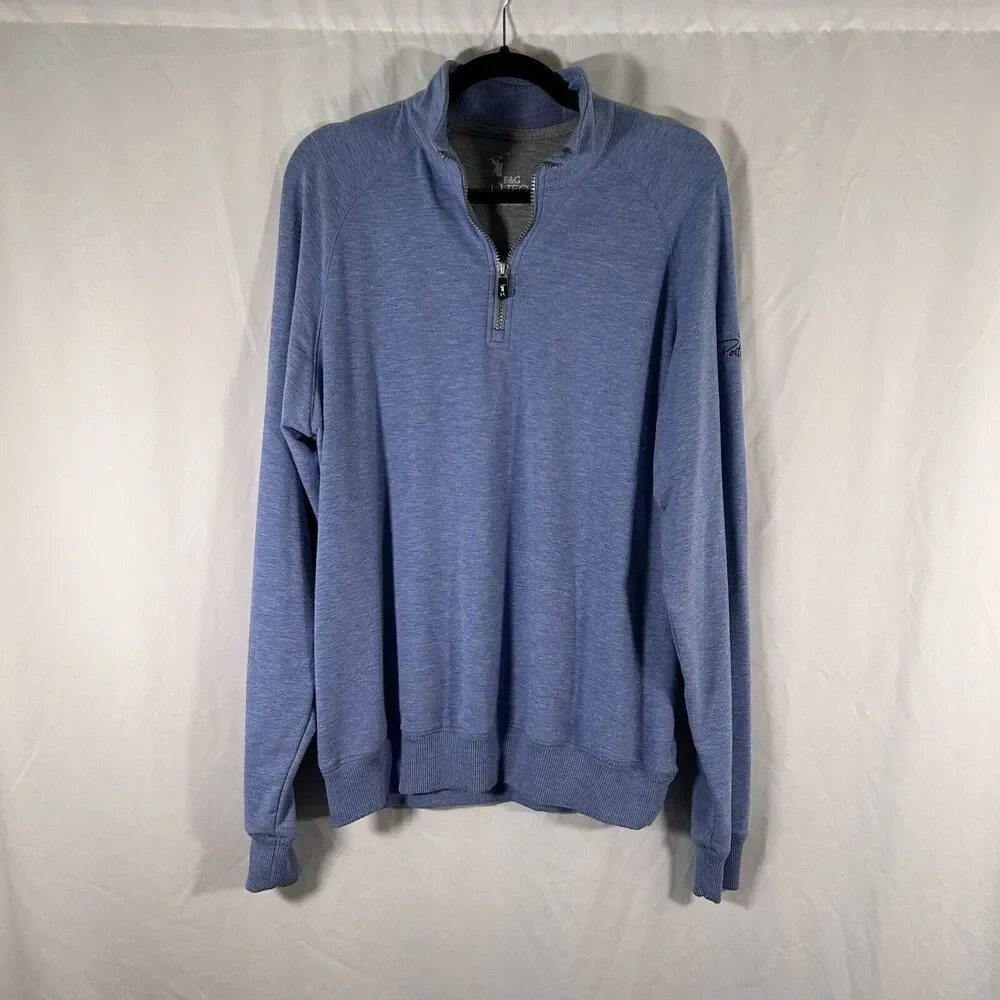 The Club at Porto Cima Sweater Men's Medium Blue 1/4 Zip Long Sleeve F&G
